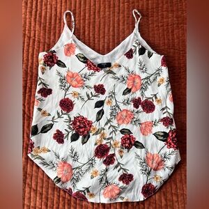 Tahari Floral Camisole with Red and Pink Blooms